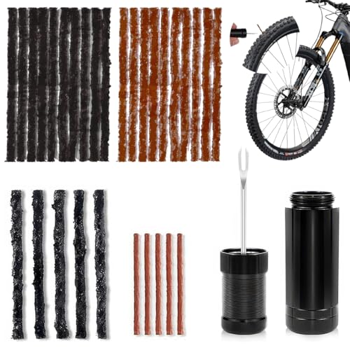 30 Stück Fahrradreifen Reparaturse Strips, Fahrradreifen Pannen Set, Tubeless MTB Reparaturset, Inklusive Klebestreifen und Gabel für MTB Gravelbike Road Bike (5 x 2 mm+ 20 x 3.5 mm+5 x 6 mm)