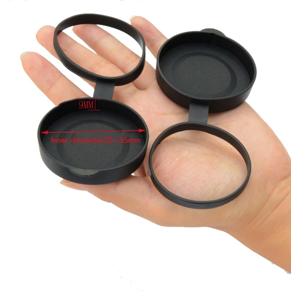 Lot de 2 capuchons de protection d'objectif en caoutchouc pour jumelles 52-55 mm