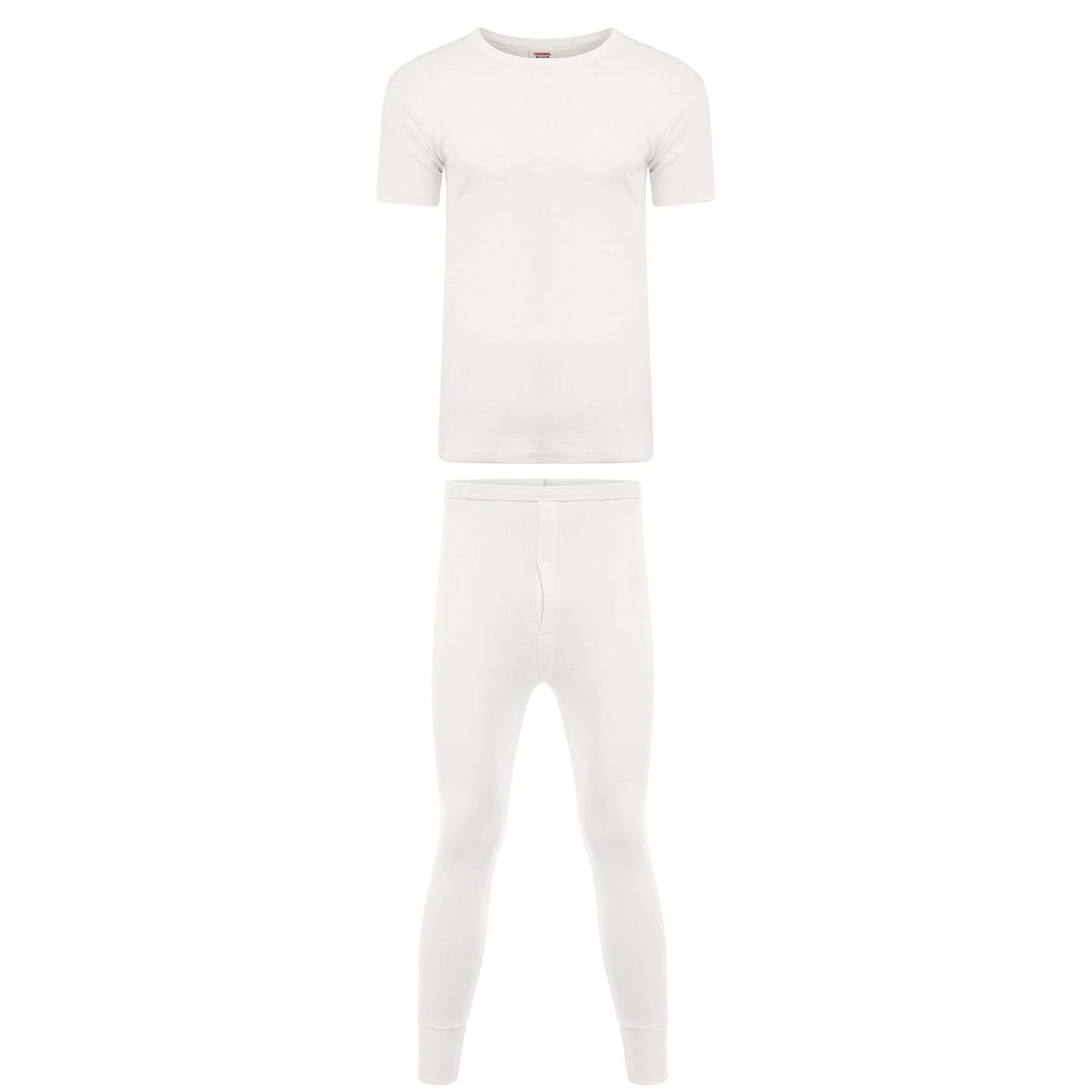 Heatwave Thermalwear Men's White Heatwave® Thermal Underwear Set, T-Shirt & Pants Baselayer Set Thermals, Xx Large