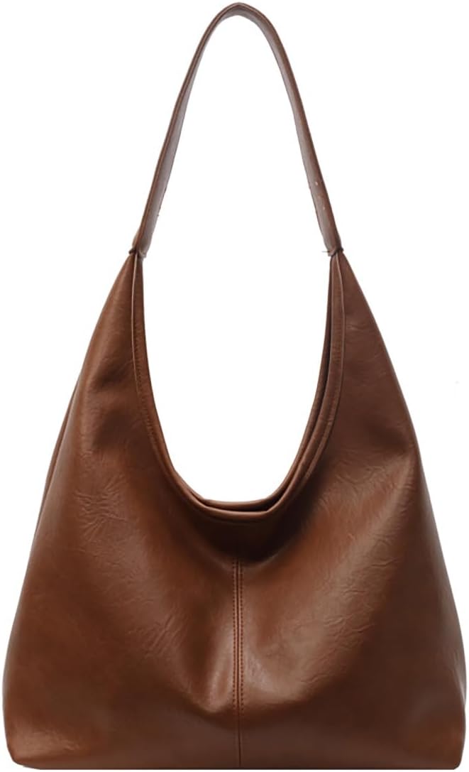Bolsa Hobo feminina, bolsa de couro vegano, bolsa de ombro e mão, bolsa grande e macia