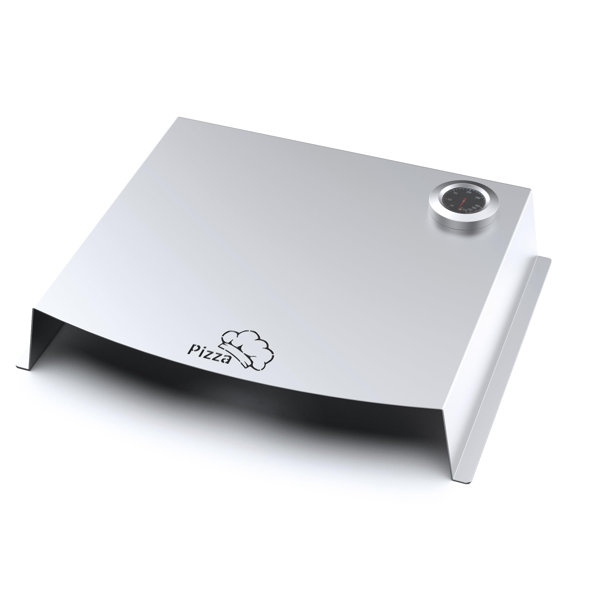 teileplus24 UP10 Pizzaaufsatz Gasgrill | Edelstahl | Thermometer | Pizza-Cover | passend für Napoleon Weber Rösle