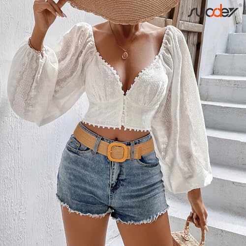 SUOSDEY Women Straw Woven Elastic Stretch Waist Belt for Jeans Boho Briaded Belts for Dresses3