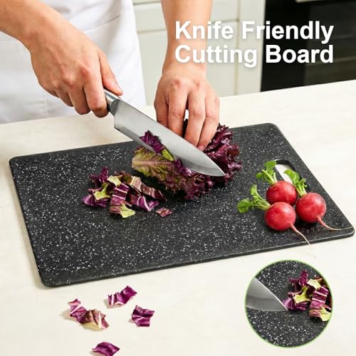 Set de 3 tablas de cortar plásticas negras con mango miniatura 5