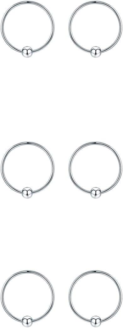 JUSTKIDSTOYSterling Silver Cartilage Earrings Gold/Black/Rose Hypoallergenic Mini Tiny Small Huggie Hoops Ear Piercing Helix Endless Ball Bead Nose Sleeper Earrings for Women