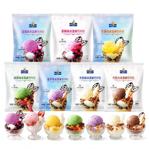 Mélange de crème glacée en poudre 7 saveurs pour texture molle et dure faite maison en sachet 100g