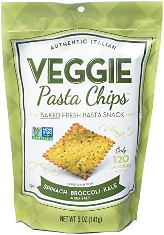 Veggie Pasta Chips, Spinach Broccoli Kale, Vegan Non-GMO Healthy Snack, 5 Ounce