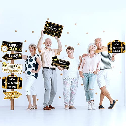 20 Pieces Retirement Party Decorations Happy Retirement Banner Sign Directional Retired Yard Sign For Happy Retirement Party Supplies, 10 Styles (Black, Gold, White) #TOP6
