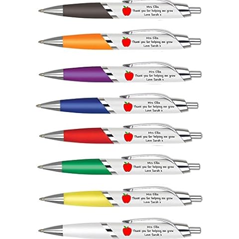 Personalised Teacher Gift Pen - Thank you for helping me grow. We will print any Teachers name, ie Mr Jones Thank you for helping me grow love Mia xx. Any One pen from Eight Colours Cover