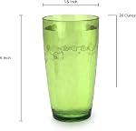 Yalin 20 Ounce Acrylic Drinking Glasses, Reusable Plastic Tumbler, Stackable, BPA-Free, Shatter Proof, Dishwasher Safe, Set of 6 Cups (Green)