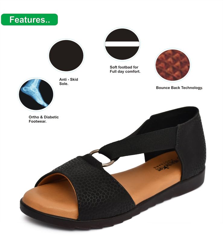Image of HEALTH FIT Extra Soft Ortho Care Diabetic & Orthopedic Sandal /Doctor Sandal-With Back Support Footwear & stylish for Girl's /Women's