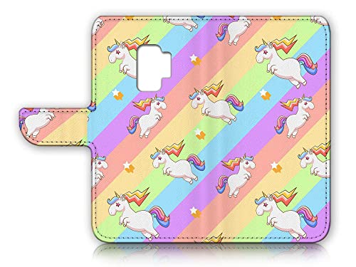 For Samsung S9+,For Samsung Galaxy S9 Plus, Designed Flip Wallet Phone Case Cover, A24644 Rainbow Unicorn 24644 #TOP4