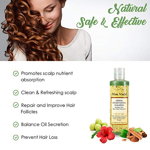 Image of Aloe Veda Herbal Conditioning Shampoo With 9 Herbal Benefits, Paraben Free, Sulphate Free - 200ml