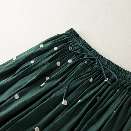 Women's Polka Dot Lightweight Casual Skirt, Drawstring Elastic Waist Flowy Midi Skirts Boho Loose Vacation Clothes4