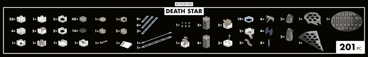 Ravensburger - Gravitrax Star Wars - Pack de démarrage - Circuits de Billes 201 pièces - Jeux de Construction dans l'univers de Star Wars - Enfant, Adute Enfant, Adulte dès 8 Ans - 23860 | GraviTrax Action Set Death Star Wars Circuit Billes 201 pièces, En