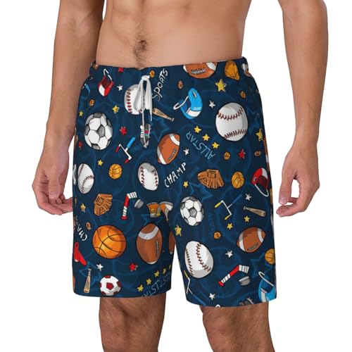 Sports Baseball Game Breathable Fit Trends Men's Swim Trunks Board Short with Waist Elastic Band Swimming Trunks2