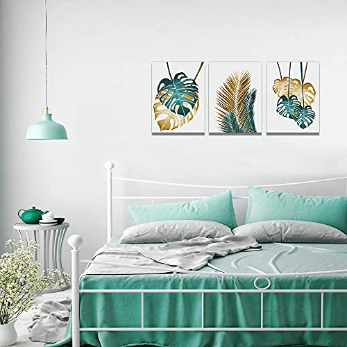 Canvas Wall Art For Living Room Family Wall Decorations For Bedroom Kitchen Dining Room Wall Decor Abstract Painting Leaves Wall Pictures Artwork Office Canvas Art Prints Bathroom Home Decor 3 Piece #TOP5