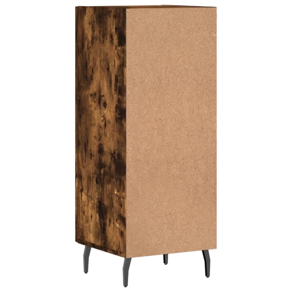 Aparador de madera de roble ahumado 34,5 x 34 x 90 cm, con patas de metal, moderno con 3 compartimentos, robusta cómoda para salón, dormitorio, pasillo