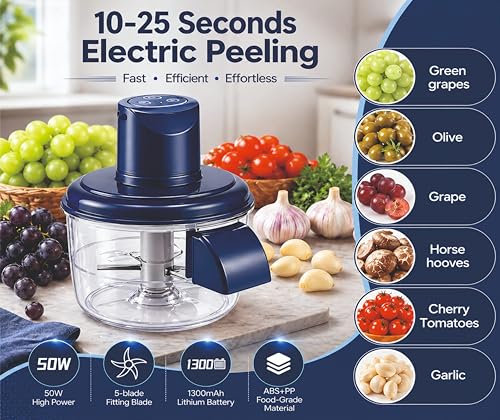 Image of 2026 Upgraded Rechargeable Electric Fruit & Vegetable Peeler with 5-Blade System | Automatic Garlic, Grapes & Cherry Tomato Peeler Machine | Fast Smart Kitchen Peeling Tool for Home & Restaurant Use