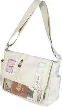 Itabag Crossbody Bag Japanese Harajuku School Bag Y2k Nylon Shoulder Messenger Bag Transparent Diy Badges Display Plate