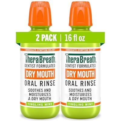 TheraBreath Dry Mouth Oral Rinse, Tingling Mint, Dentist Formulated, 16 Fl Oz 2-Pack
