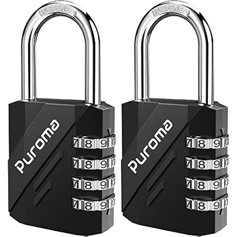 Puroma 2 Pack Combination Lock Waterproof 4 Digit Outdoor Padlock, Enlarged Upgraded Design for School Gym Locker, Sports Locker, Fence, Toolbox, Gate, Case, Hasp Storage (Black) Cover
