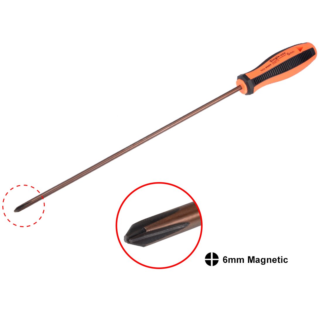 uxcell PH2 Phillips Magnetic Screwdriver 12 Inch Round Shaft Comfort Non Slip Handle