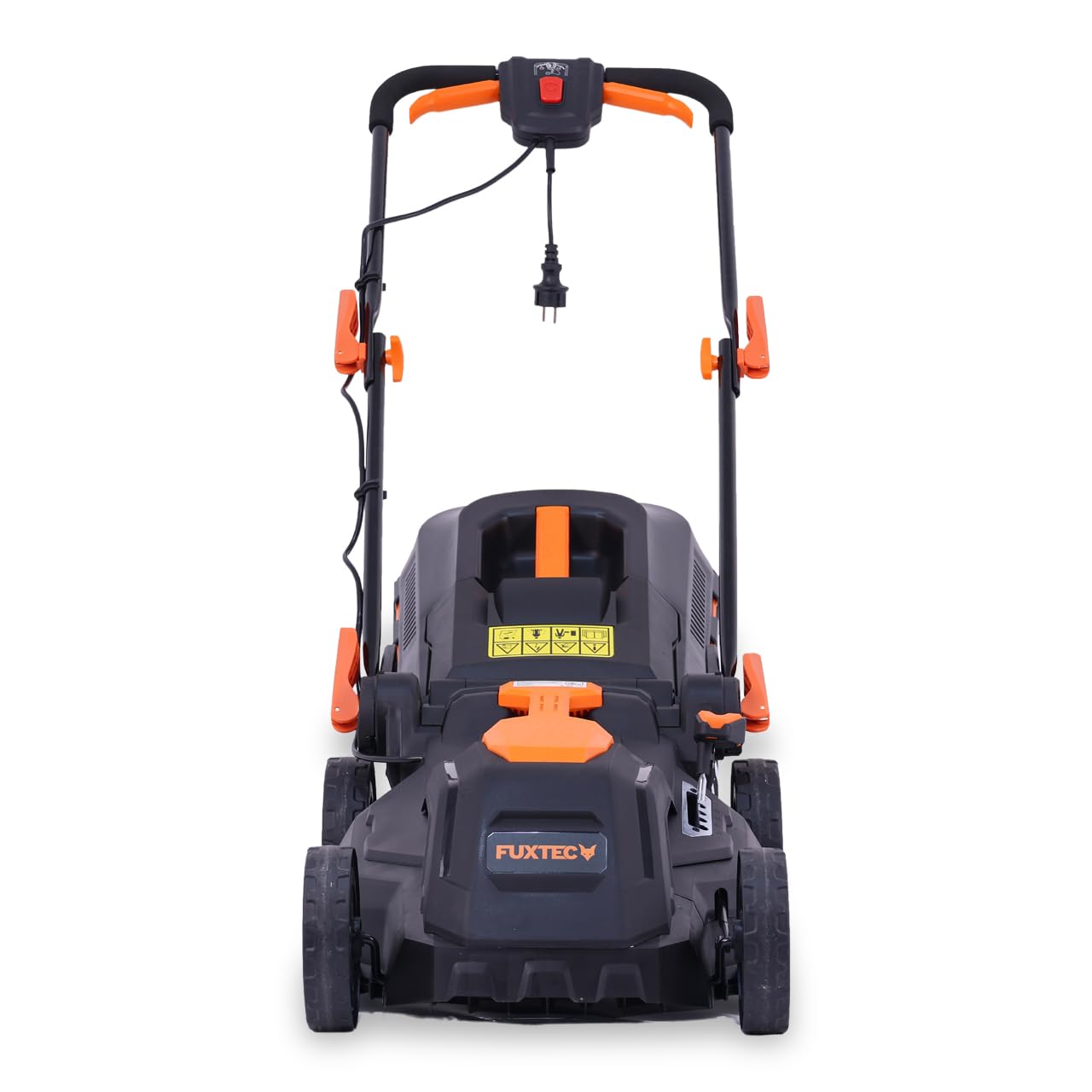 FUXTEC Tondeuse à Gazon Électrique Filaire Poussée FX-RME38 12Kg, Largeur De Coupe 38cm, Bac De Ramassage 40L, Hauteur De Coupe 20mm - 70mm, 1600Watt - 220V