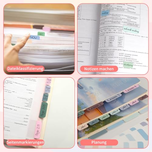 360 Stück Kleberegisterkarten Seitenmarker Selbstklebend Page Markers Tabs,Index Haftmarker Film Textstreifen für Lesen,Tabs Markieren von Seiten,Büro, Dokumente,Bücher,Tagebuch,Ordner