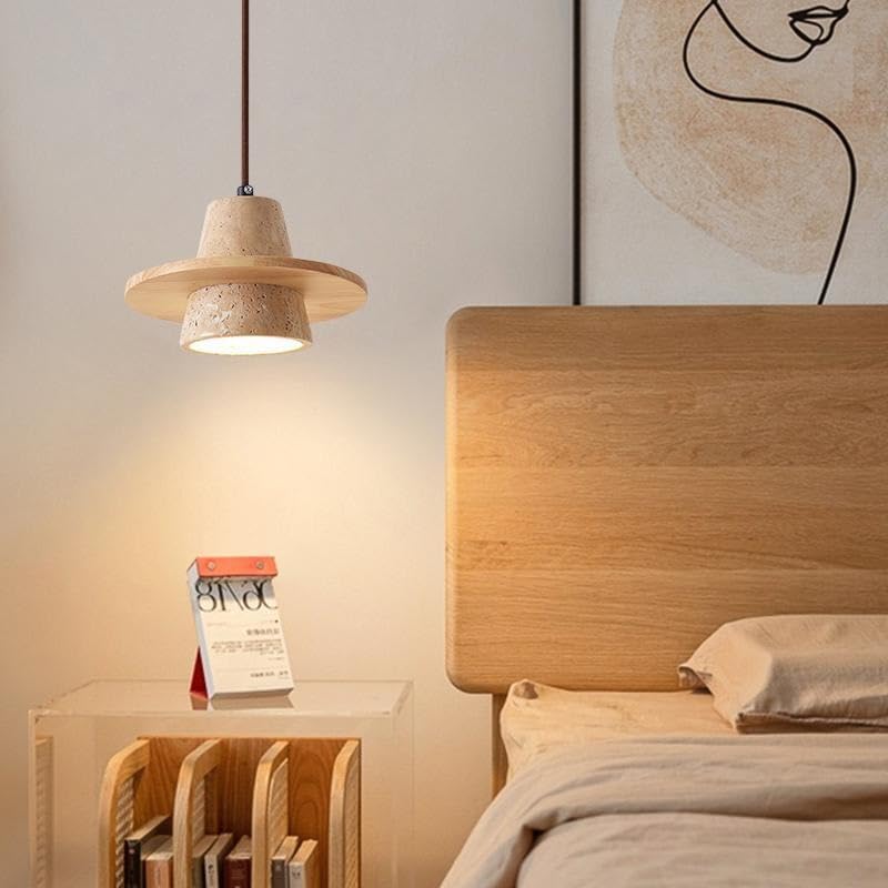 Suspension lampe LED travertin jaune luminaire de chevet chambre et table repas