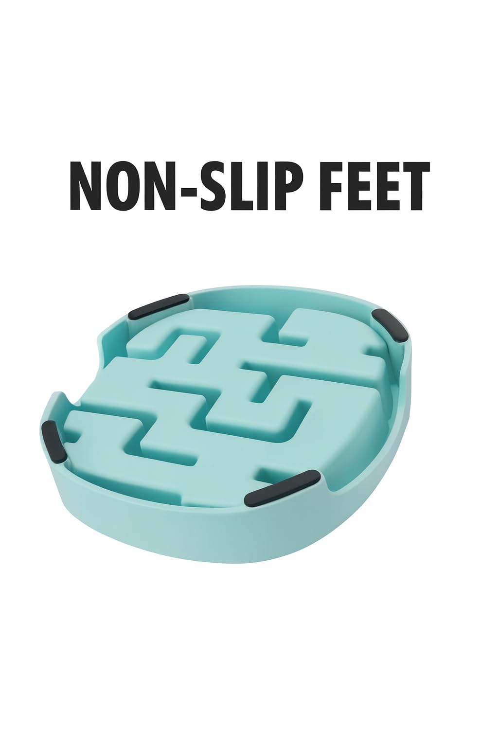 Slow Feeder Bowl, Puzzle Maze for Fast Eaters, Small to Medium Dogs, Helps Prevent Bloat & Aid Digestion, Holds 2 Cups Wet or Dry Food, Non-Slip, Made Without BPA, Blue - image 5