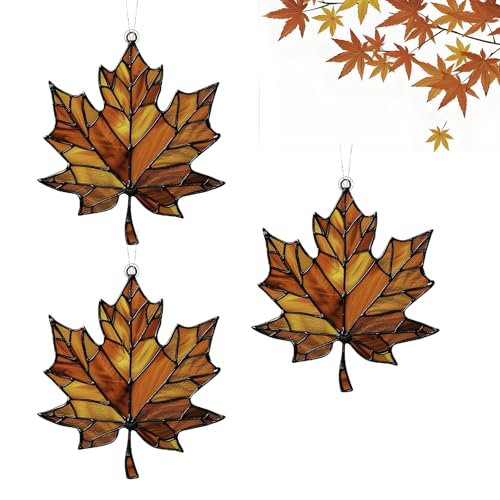 3 Stück Ahornblatt Ornament Aus Gebeiztem, 2D Flach Ahornblatt Buntglas Fenster Hängend Herbstdeko, Herbstdeko Anhänger Glass, Ahornblätter Sonnenfänger, Herbst Deko Aesthetic Outdoor Für Haustür(A) 3 Stück Ahornblatt Ornament Aus Gebeiztem, 2D Flach Ahornblatt Buntglas Fenster Hängend Herbstdeko, Herbstdeko Anhänger Glass, Ahornblätter Sonnenfänger, Herbst Deko Aesthetic Outdoor Für Haustür(A)
