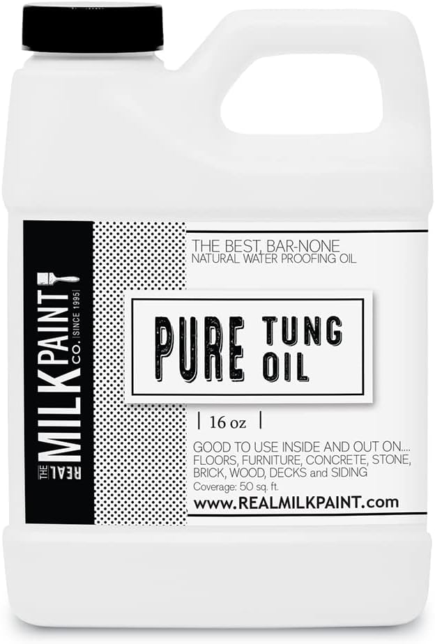 Real Milk Paint, Pure Tung Oil for Wood Finishing, Cutting Boards, Outdoor Furniture, Butcher Blocks, Wood Flooring, Food Grade, Waterproof, 16 oz