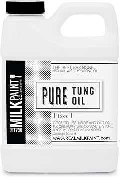 Real Milk Paint, Pure Tung Oil for Wood Finishing, Cutting Boards, Outdoor Furniture, Butcher Blocks, Wood Flooring, Food Grade, Waterproof, 16 oz