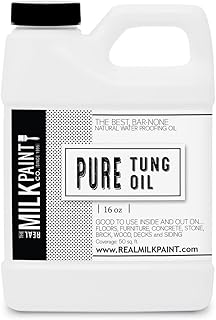 Real Milk Paint, Pure Tung Oil for Wood Finishing, Cutting Boards, Outdoor Furniture, Butcher Blocks, Wood Flooring, Food Grade, Waterproof, 16 oz