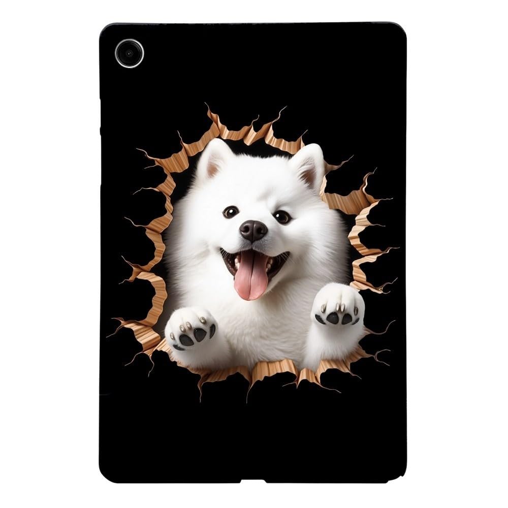 Generic etui kompatybilne z Samsung Galaxy Tab A9 8,7 SM-X110 X115 X117 (wzór: Wyglądający samojed) odporny na wstrząsy wzór silikonowa twarda tylna obudowa