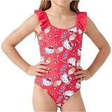 Productos de Get Trend - Este bañador natación Hello Kitty niña con estampado alegre y volantes en los hombros. Un diseño encantador para disfrutar del verano con estilo y comodidad en playa o piscina.