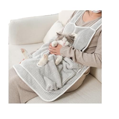 猫用ペット抱っこエプロン ペット 寝袋 抱っこ用エプロン ポケット ペット猫寝袋 猫用ペット 猫用ハーネス 小型犬エプロン ハーネス 猫を胸に抱くエプロン 猫が爪を切るとき 傷防止 調節可能 猫寝袋 多機能 屋内屋外旅行用 (ライトグレー)
