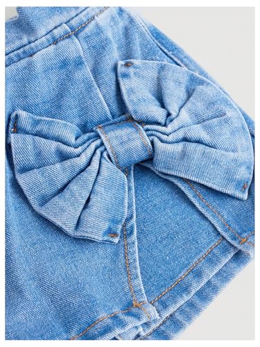 Floerns Girls Casual Ruffle Trim Denim Skorts Elastic Waist Skirt Shorts4