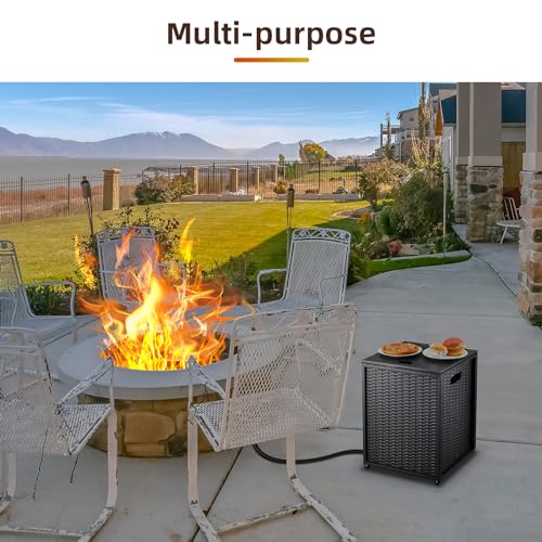 Propane Tank Cover Table, Hideaway Table for Gas Fire Pits - 20 Lbs Propane Tank Storage Side Table for Gas Fire Pit, Gas Grill, Griddle, and Propane Stoves