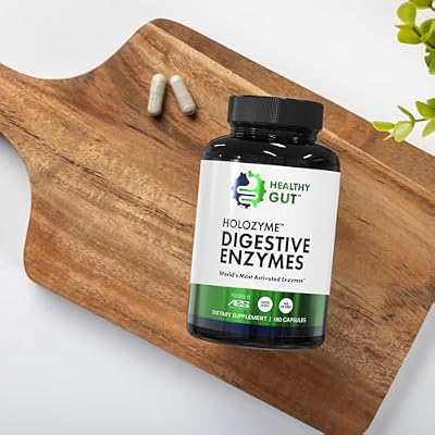 Healthy Gut HoloZyme Max Strength Digestive Enzymes | FODMAP-Friendly Formula Prevents Bloating, Gas, Indigestion w/Protease, Amylase, Lipase, Lactase, and More | 90 Servings