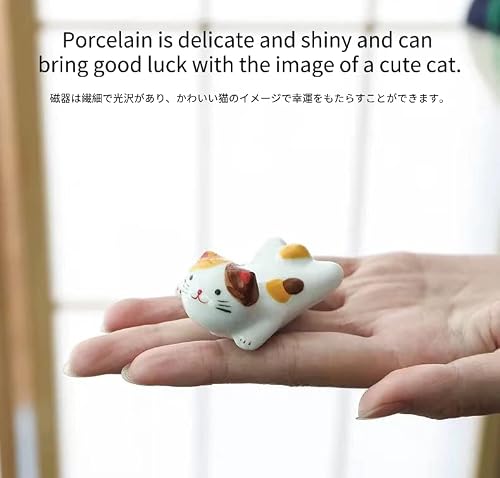 APULM Flying superman kitten tableware accessories Cute decoration Cat chopstick holder Miscellaneous goods Ceramic chopstick holder 5 pack Suitable for family, study, dining table, tavern. - Thumbnail 5