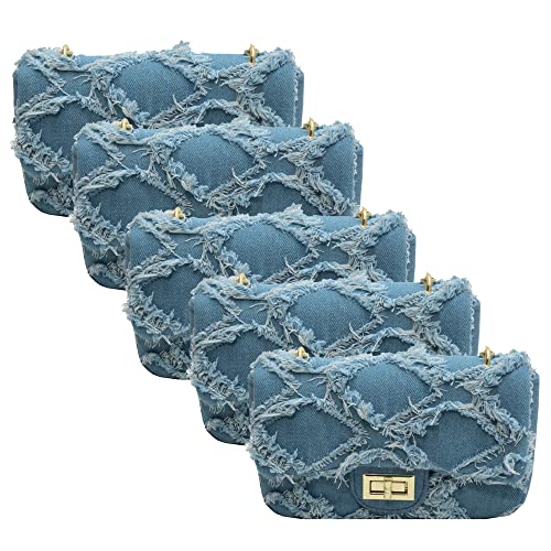 Sac à bandoulière en jean tendance femme petit sac chaîne léger bleu denim