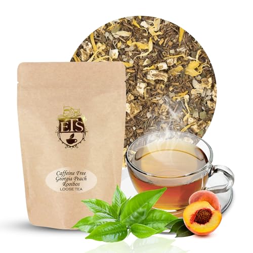 Georgia Peach Rooibos Tea | Loose Leaf Herbal Tea - 16oz | Naturally Caffeine-Free | Sweet Peach Flavor with Calendula Petals | Fruity Hot or Iced Brew Loose Tea Bags | Antioxidant Rich Blend