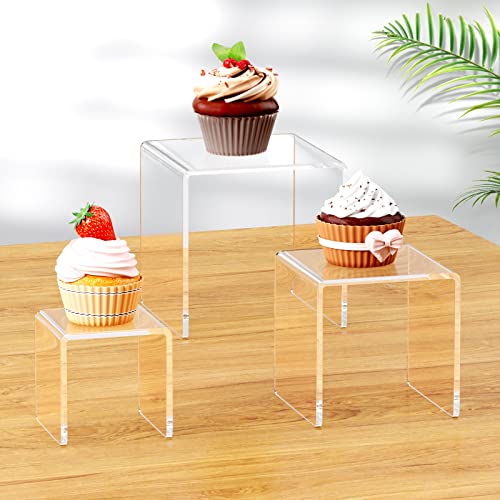 Niubee 2 Set Acrylic Risers Display For Funko Pop Figures,Clear Cake Stands For Candy Dessert Table Decorations-3"X4"X5" #TOP4