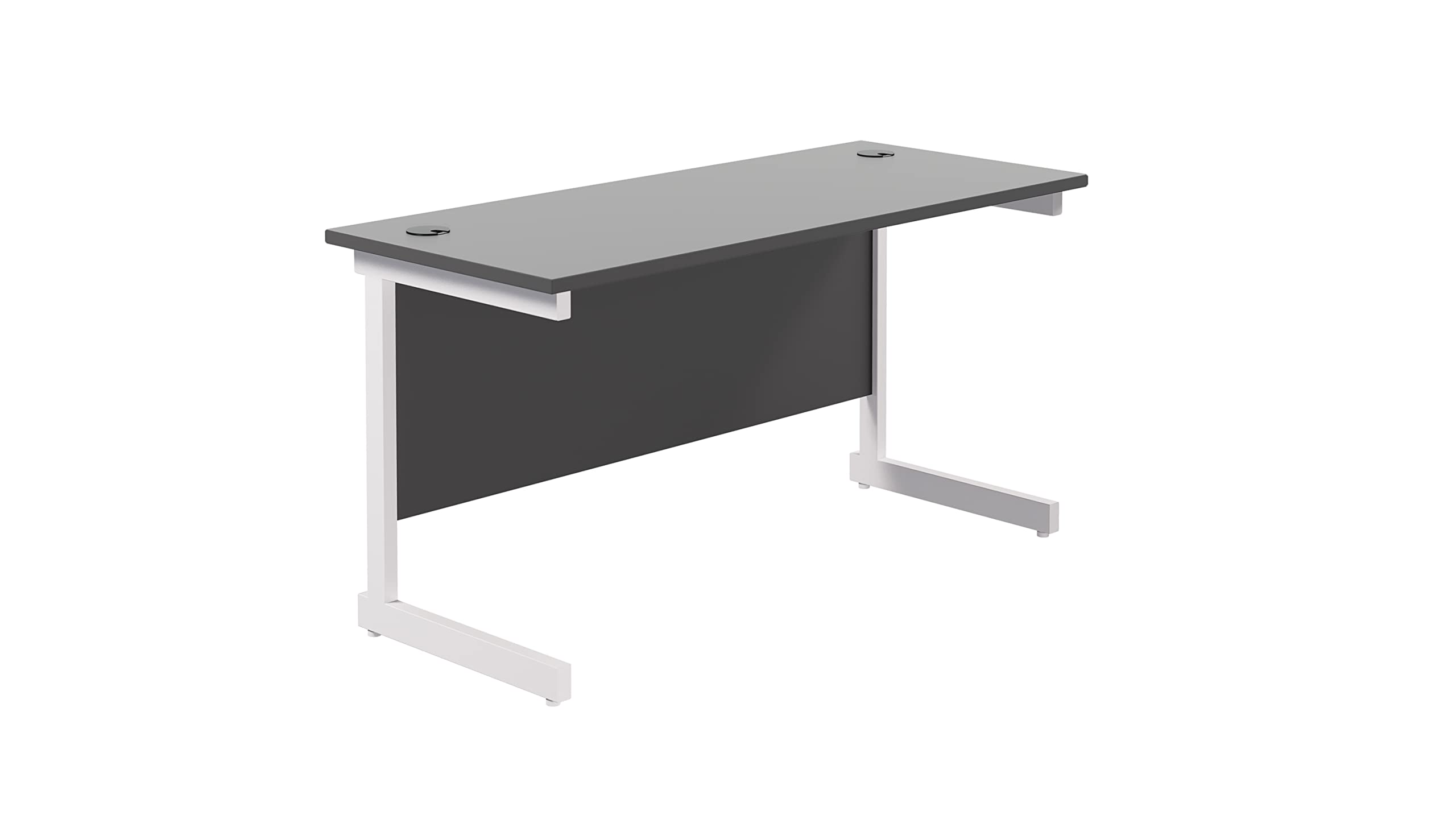 Office Hippo Heavy Duty Rectangular Cantilever Desk - Home Office Table + Integrated Cable Ports, PC Desk - 5 Yr Warranty - Silver Frame/Oak Top, 120cm x 80cm — view 55