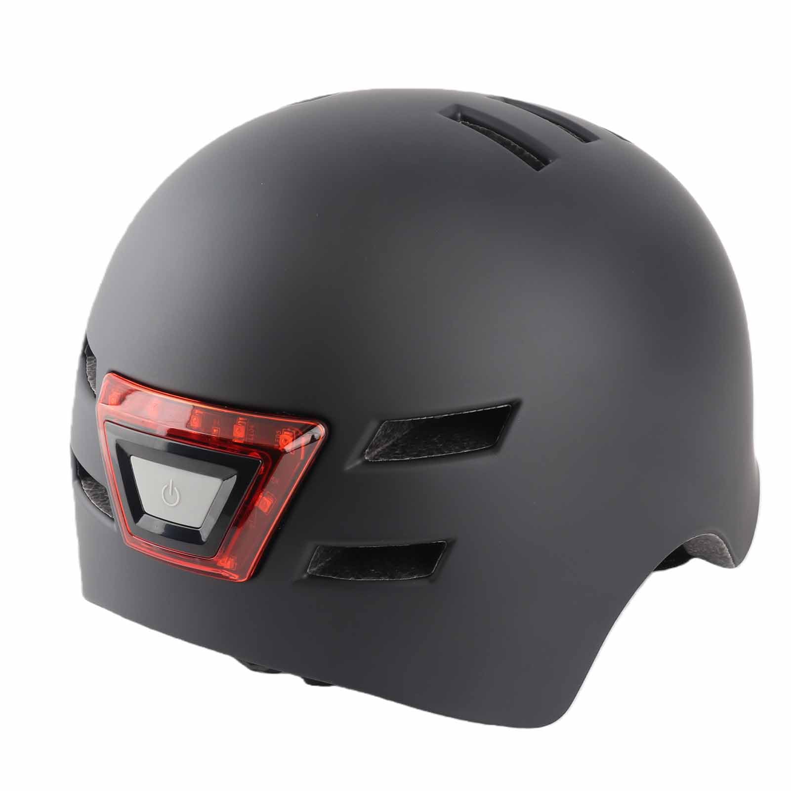 Keenso Casco da Bici con Luce LED Ricaricabile USB PC Shell EPS Liner Casco da Ciclismo con 12 Prese d'aria 750mAh Taglia M Regolabile per Guida Notturna Scooter Adulti (BLACK #39)