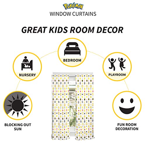 Franco Kids Window Curtain Panels Drapes Set, 82 In X 63 In, Pokemon #TOP1
