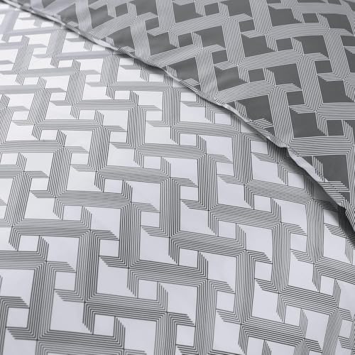 Majestic Giftware Madison Linen 4 Pcs 48" Twin Size Bedding Set (BL107-48T-4pcs) Diamond Braid Dark Gray 300 TC Cotton Sateen Durable & Washable | 1 Fitted Sheet, 1 Duvet, 2 Pillowcases