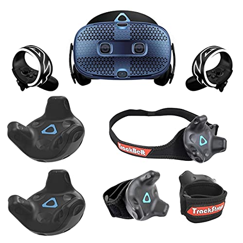 HTC Vive Cosmos PC Based VR Headset System - Bundle with 2 Pack Vive Tracker for VR Headset, Rebuff Reality TrackBelt + 2 TrackStraps Full Body Tracking VR Bundle, Black