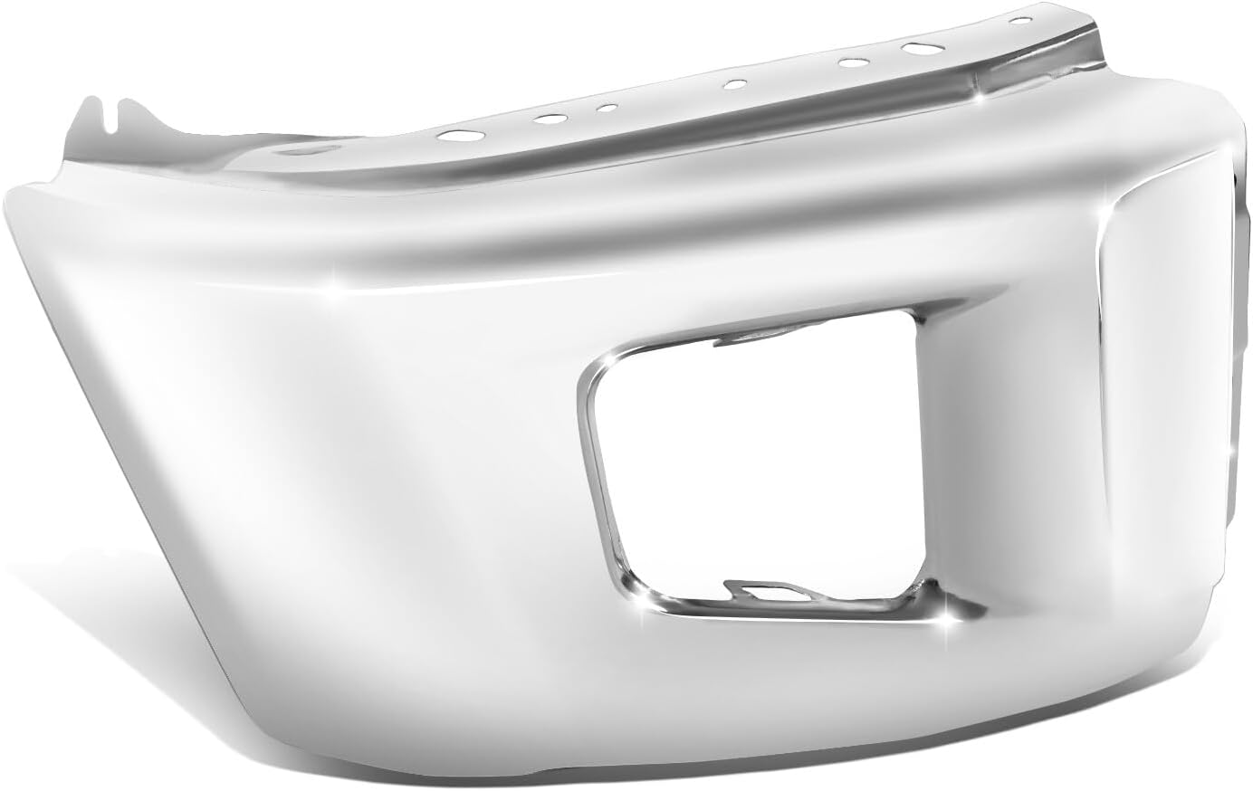 Auto Dynasty Front Bumper Face Bar Compatible with 2014-2021 Toyota Tundra, Passenger Right Side Bumper Cover End Cap with Fog Light Cutouts, Non Parking Sensor Cutouts, Polished Chrome